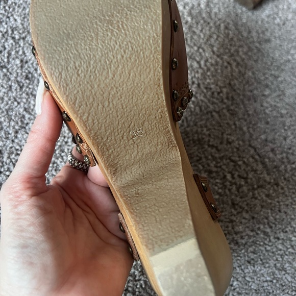 Isabel Marant leather tooled boho clogs 38 8 cone heel hippie funky excellent - Picture 8 of 8